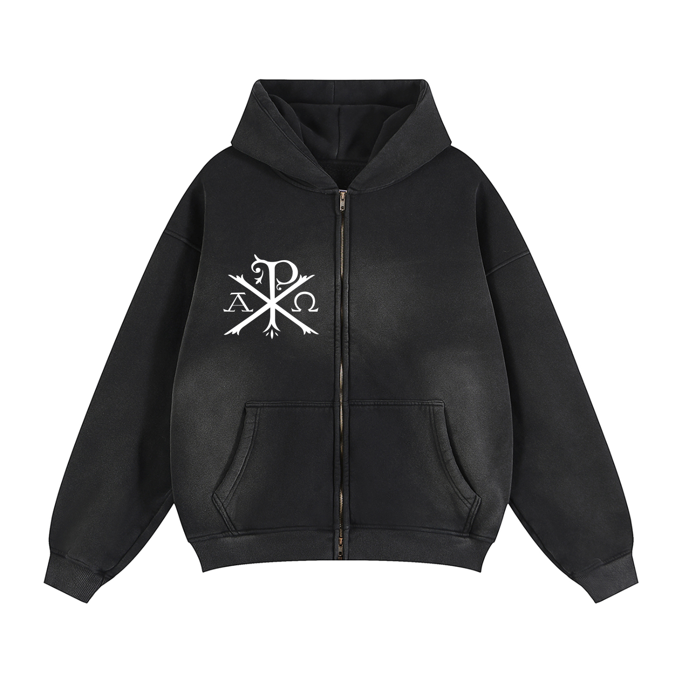 Sunfade Two-way Zipper Boxy Fleece Hoodie
